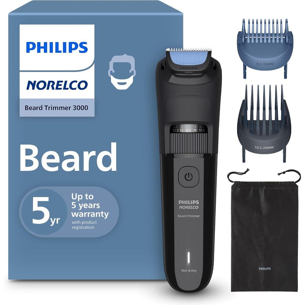 Open box Norelco Philips 100% Waterproof Beard Trimmer 3000 Series Self-Sharpen